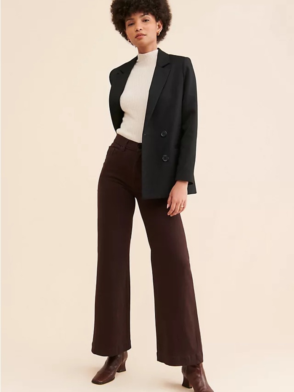 DL1961 | High-Rise Wide-Leg Jeans in Dark Brown